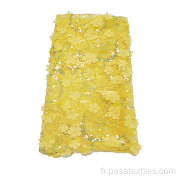 2021 nouveau tissu de robe jaune clair tissu à paillettes